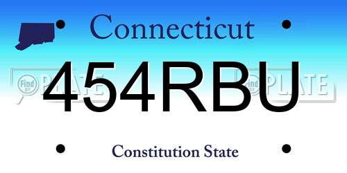 454RBU Connecticut License Plate