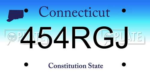 454RGJ Connecticut License Plate