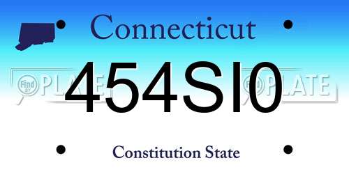 454SI0 Connecticut License Plate