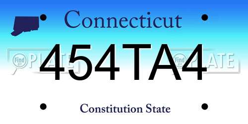 454TA4 Connecticut License Plate