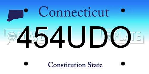 454UDO Connecticut License Plate