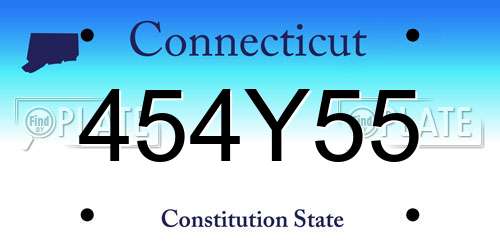 454Y55 Connecticut License Plate