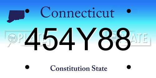 454Y88 Connecticut License Plate