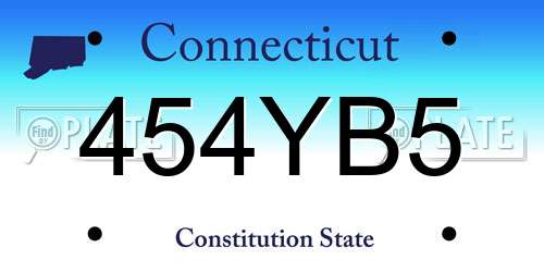 454YB5 Connecticut License Plate