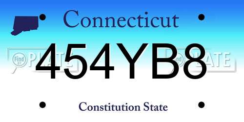 454YB8 Connecticut License Plate
