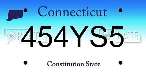 454YS5 Connecticut License Plate