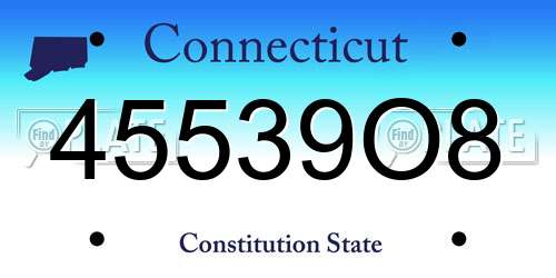 45539O8 Connecticut License Plate