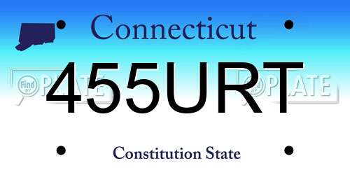 455URT Connecticut License Plate
