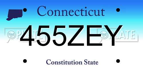 455ZEY Connecticut License Plate