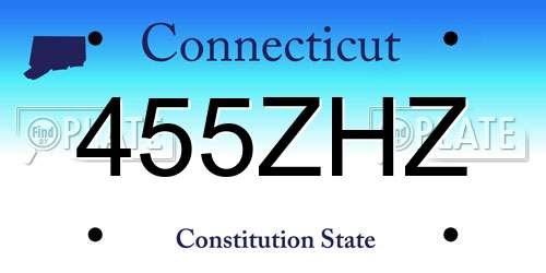 455ZHZ Connecticut License Plate