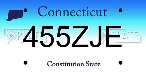 455ZJE Connecticut License Plate