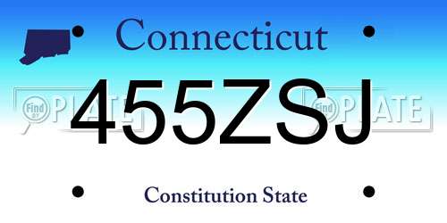 455ZSJ Connecticut License Plate