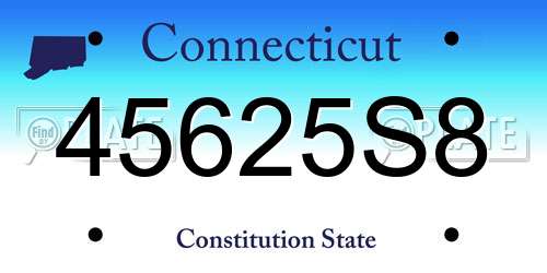 45625S8 Connecticut License Plate