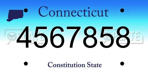 4567858 Connecticut License Plate