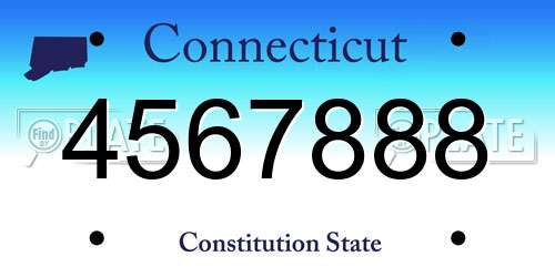 4567888 Connecticut License Plate