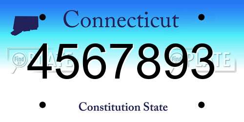 4567893 Connecticut License Plate