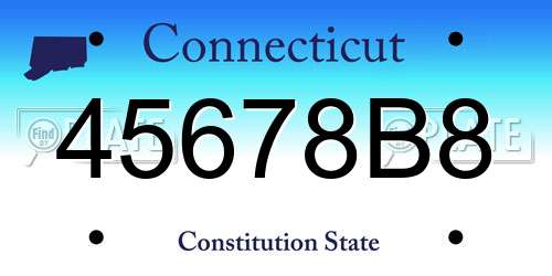45678B8 Connecticut License Plate
