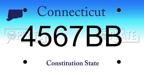 4567BB Connecticut License Plate