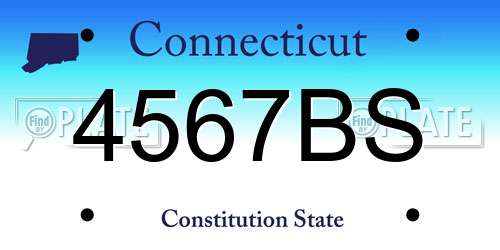 4567BS Connecticut License Plate