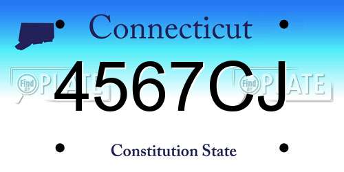 4567CJ Connecticut License Plate