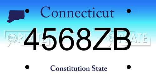4568ZB Connecticut License Plate