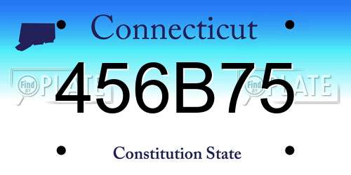 456B75 Connecticut License Plate