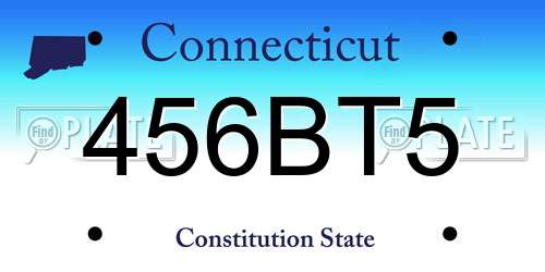 456BT5 Connecticut License Plate