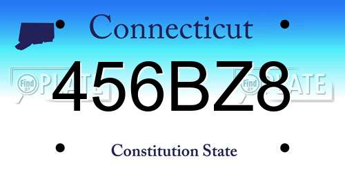 456BZ8 Connecticut License Plate