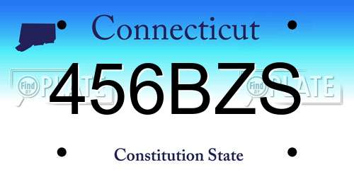 456BZS Connecticut License Plate