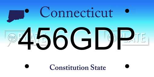 456GDP Connecticut License Plate