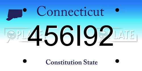 456I92 Connecticut License Plate