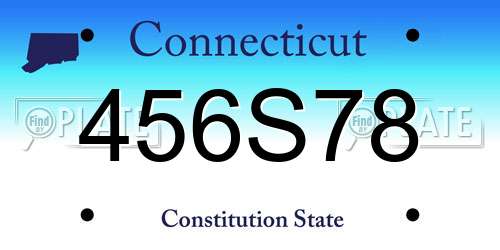 456S78 Connecticut License Plate