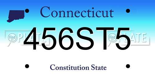 456ST5 Connecticut License Plate