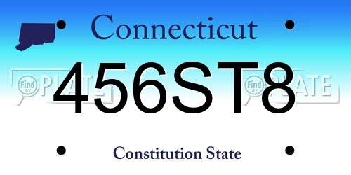 456ST8 Connecticut License Plate