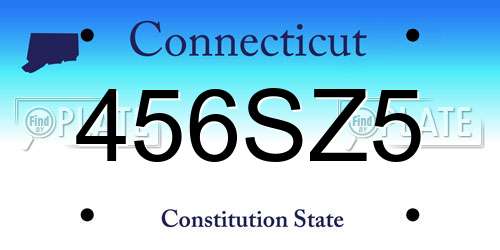 456SZ5 Connecticut License Plate