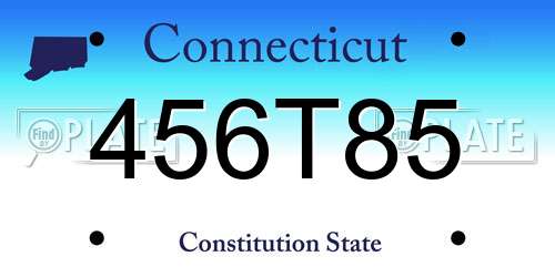 456T85 Connecticut License Plate