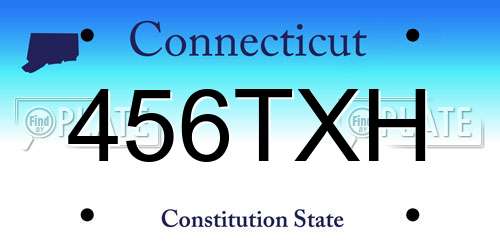 456TXH Connecticut License Plate