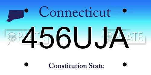 456UJA Connecticut License Plate