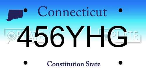 456YHG Connecticut License Plate