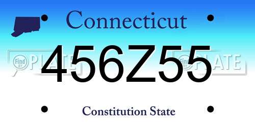 456Z55 Connecticut License Plate