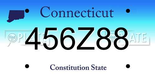 456Z88 Connecticut License Plate