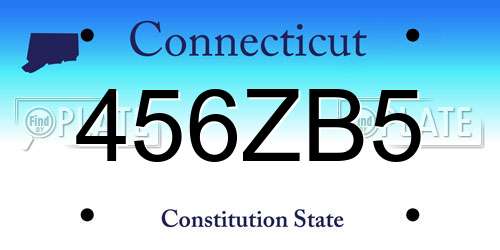 456ZB5 Connecticut License Plate