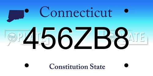 456ZB8 Connecticut License Plate