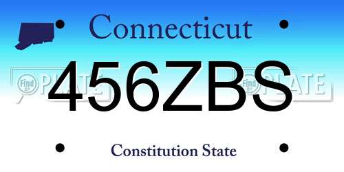 456ZBS Connecticut License Plate