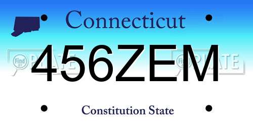 456ZEM Connecticut License Plate
