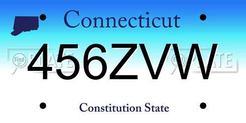 456ZVW Connecticut License Plate
