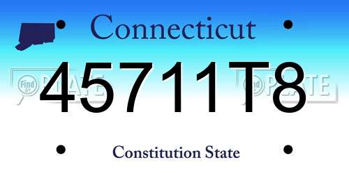 45711T8 Connecticut License Plate