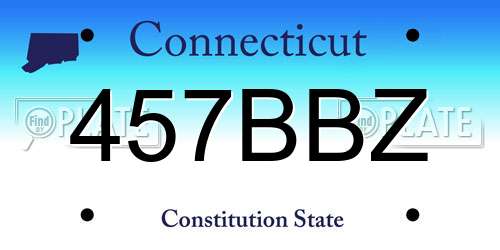 457BBZ Connecticut License Plate