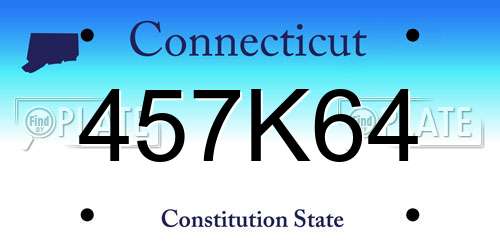 457K64 Connecticut License Plate