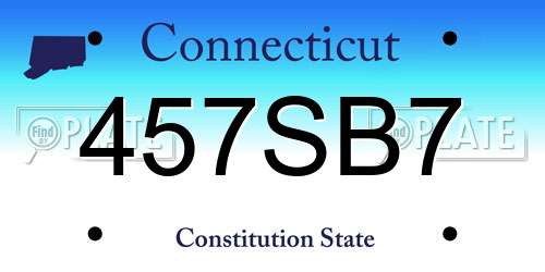 457SB7 Connecticut License Plate